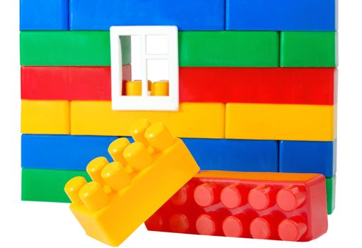 Set color building blocks on white isolated background