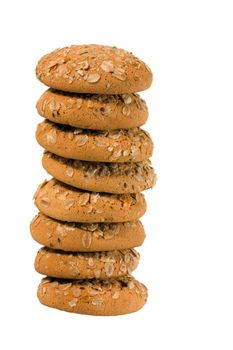 Stack of sugar cookies isolated on white background