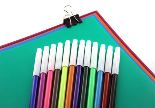 Color papers, black clip and felt-tip pen