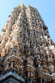 Bottom view of an ancient Hinduism temple in Sri Lanka