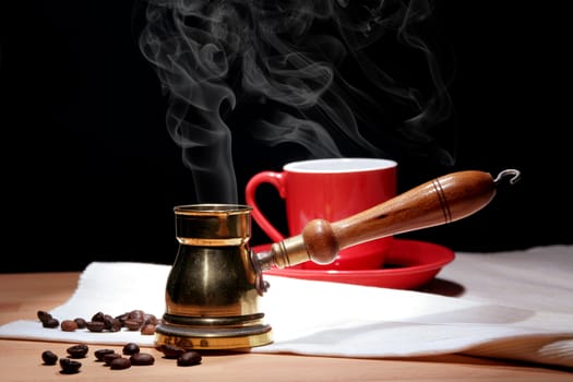 Serving delicious freshly brewed flavored black Turkish coffee