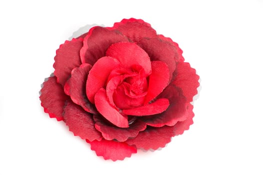 A red flower hair clip for women on isolated white background with vector path.