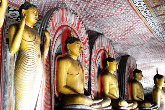 Group of historic buddha statues in Sri Lanka