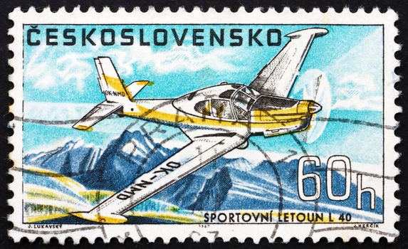 CZECHOSLOVAKIA - CIRCA 1967: a stamp printed in the Czechoslovakia shows Sports Plane L-40, Airplane, circa 1967