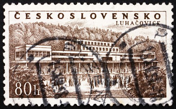 CZECHOSLOVAKIA - CIRCA 1958: a stamp printed in the Czechoslovakia shows Luhacovice, Spa Town, Moravia, circa 1958