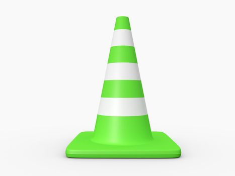 Single different green traffic cone. High resolution image on white background.