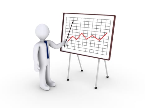 3d businessman showing graph