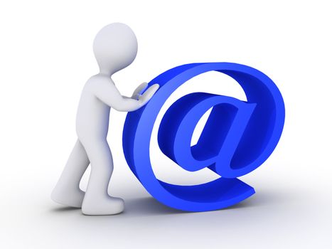 3d person pushing e-mail symbol