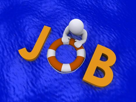 3d person in the sea holding job letters