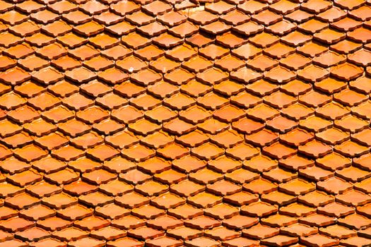 Tile roof of the temple in Thailand. The  Install is arranged nicely.