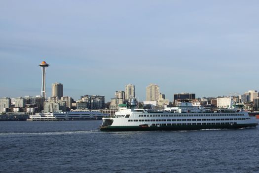 Seattle skyline and Ferry on Puget Sound