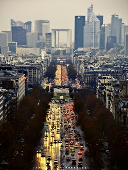 Avenue des Champs-Elysees, aerial view.