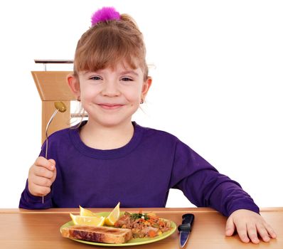 happy little girl eating