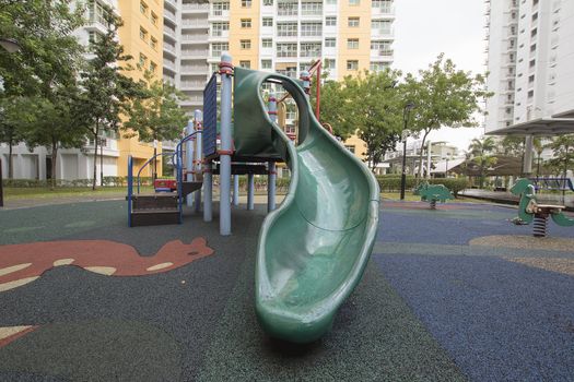 Singapore Public Housing Apartments Slide at Childrens Playground in Punggol District