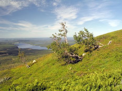 Beautiful mountain landscape with blue sky 
