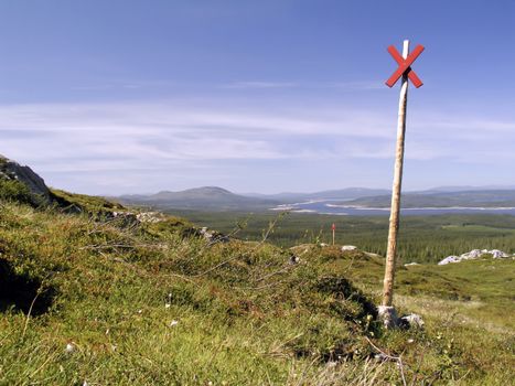 Beautiful mountain landscape with blue sky 
