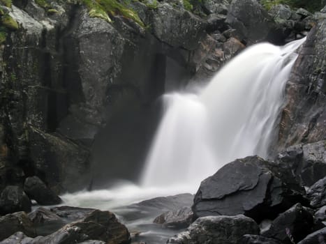 Nature landscape of mountain waterfall