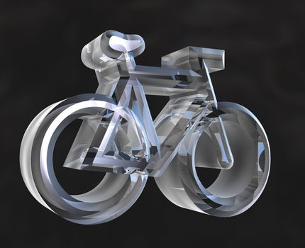 bike symbol in transparent glass (3d made) 