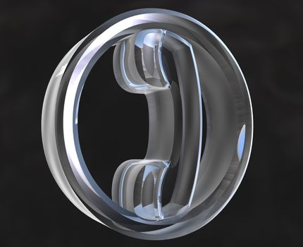 Phone icon symbol in glass (3D made)