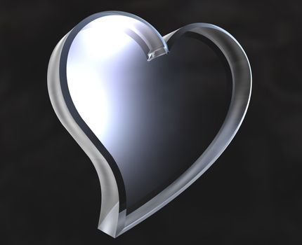 Heart icon symbol in glass (3D made) 