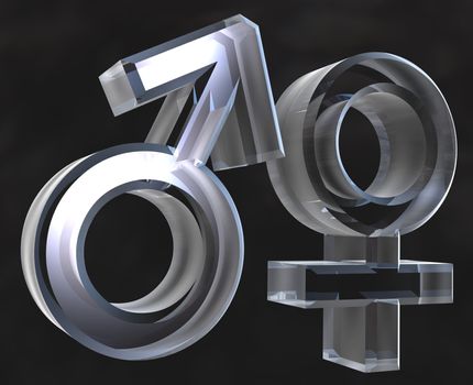 Male and female sex symbols Male and female sex symbols (3D made) 