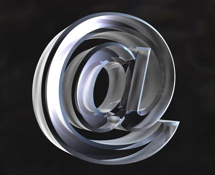 email symbol in transparent glass (3d made) 