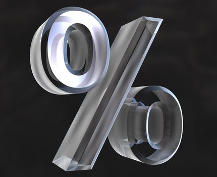 percent symbol in transparent glass (3d made) 