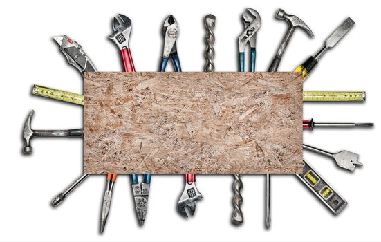 Various used tools on white isolated background