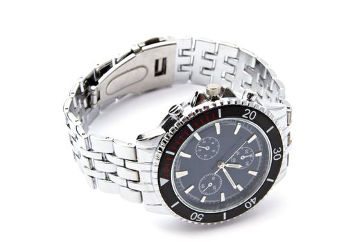 Fashion Wristwatch closeup on white background 