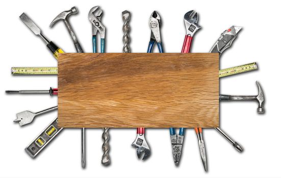 Various used tools on white isolated background