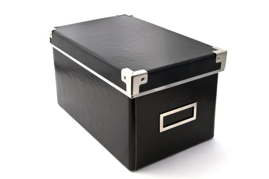 Black box close up on white background 