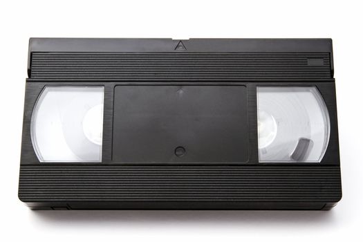 Video cassette closeup on white background 