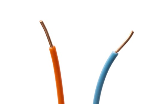 Colorful wires closeup on white background 
