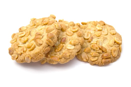 Delicious peanut cookies isolated on white background 
