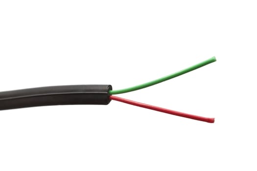 Colorful wires closeup on white background 
