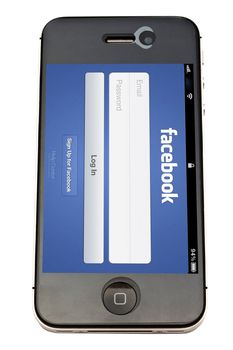 Facebook login displayed on iphone screen