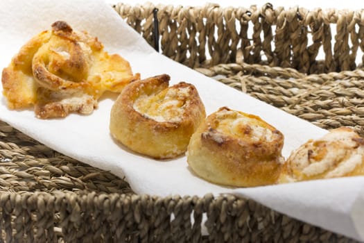 Homemade Cookies in a basket on a white background