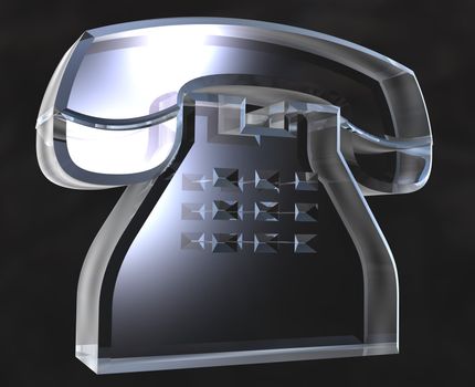 phone in transparent glass on black background - 3d made