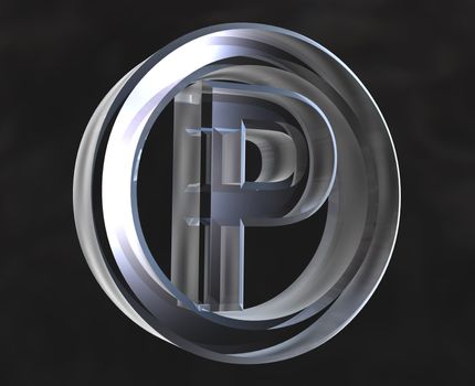 parking symbol in transparent glass (3d made) 