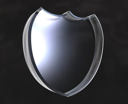 shield symbol in transparent glass (3d made) 