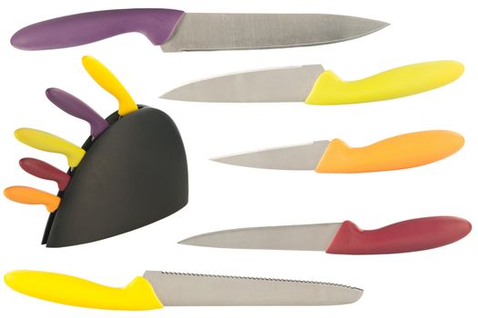 set of knives for the kitchen isolated on a white background 