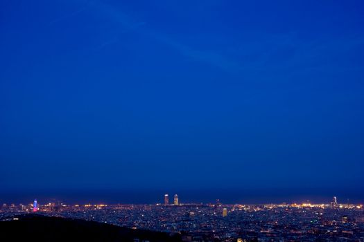 Panoramic view of Barcelona city, Spain,