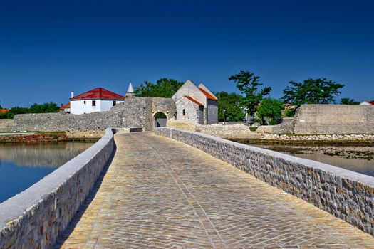 Town of Nin entrance bridge, Croatia, Dalmatia