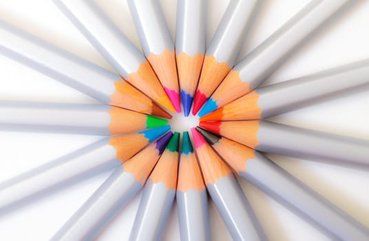 Multicolored Pencil, Arrangement in Circle, glowing effect