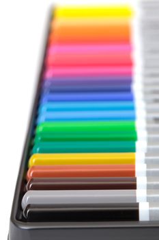 Multicolored Pencil, Arrangement in Box over white