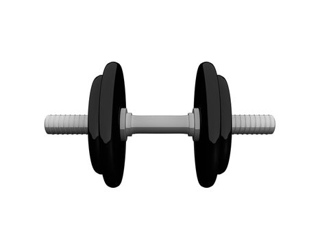 Black dumbell and gray holder illustration on white background.