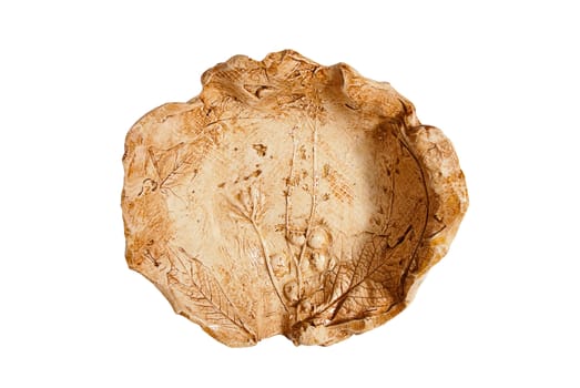 Antique stone plate isolated on the white background.