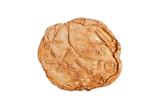 Antique stone plate isolated on the white background.