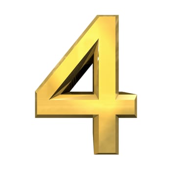 3d number 4 in gold - 3d made