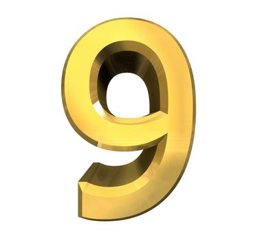 3d number 9 in gold - 3d made